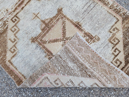 2x11 Turkish Oushak Wool Runner Rug: Bohemian Farmhouse Hallway Decor