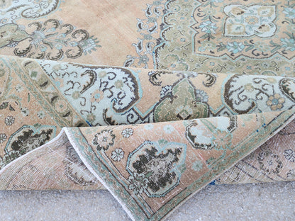 Hand Made Oversized Rug 9x12: Oriental Rustic Decor, Brown and Blue