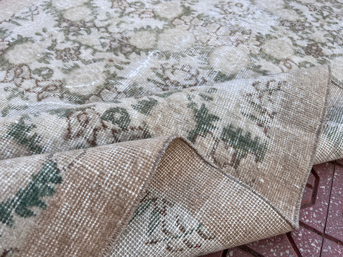 Vintage Oushak Rug 4x6: Handwoven Wool & Cotton Bohemian Rug
