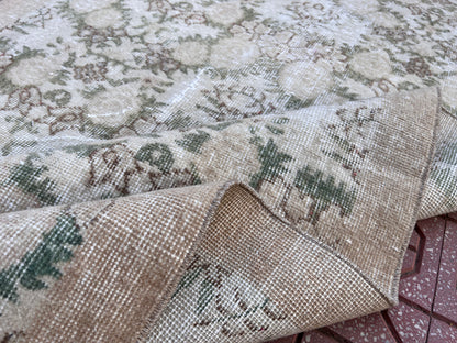 Vintage Oushak Rug 4x6: Handwoven Wool & Cotton Bohemian Rug