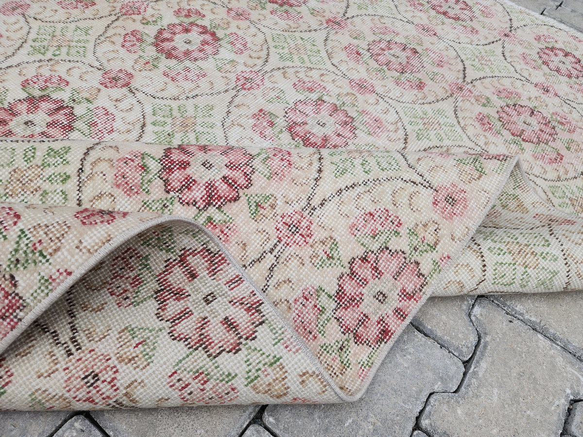 4x7 Handwoven Turkish Oushak Rug: Wool & Cotton Area Rug