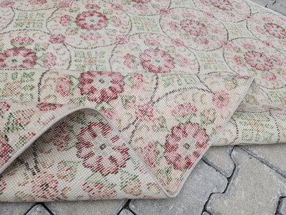 4x7 Handwoven Turkish Oushak Rug: Wool & Cotton Area Rug