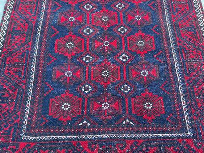 4x7 Vintage Turkmen Rug: Hand-Knotted Wool Turkish Rug