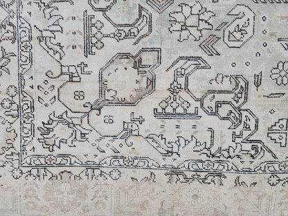 Neutral Large Rug 9x12, Hand Knotted, Green and Beige Rug, Living Room Decor