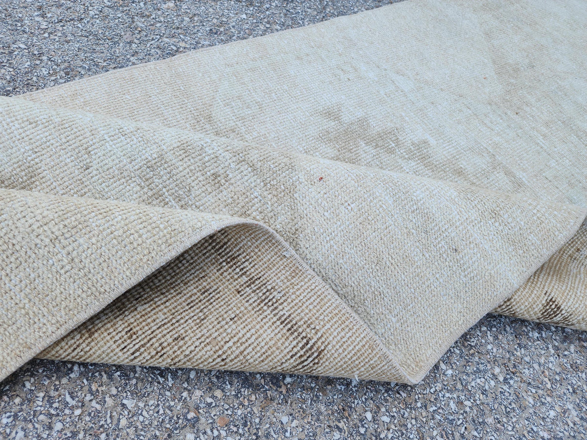 Beige Wool Runner Rug 3x12: Handmade Oriental Farmhouse Decor