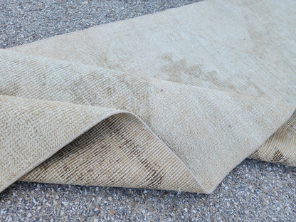 Beige Wool Runner Rug 3x12: Handmade Oriental Farmhouse Decor