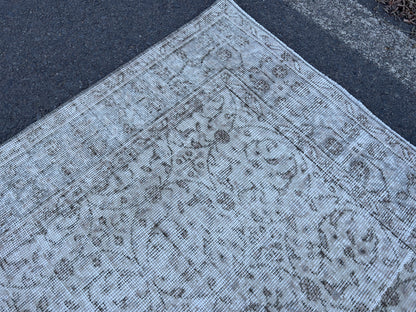 5x8 Handwoven Wool Turkish Rug: Neutral Oushak Area Rug
