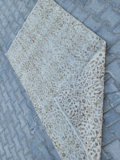 Handwoven Turkish Oushak Rug 3x6: Wool & Cotton Neutral Rug