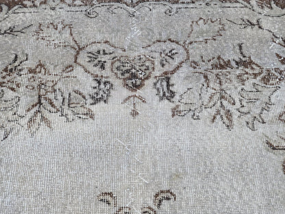 Gray Hand Made Rug 6x9, Oushak Turkish Area Carpet, Living Room Decor