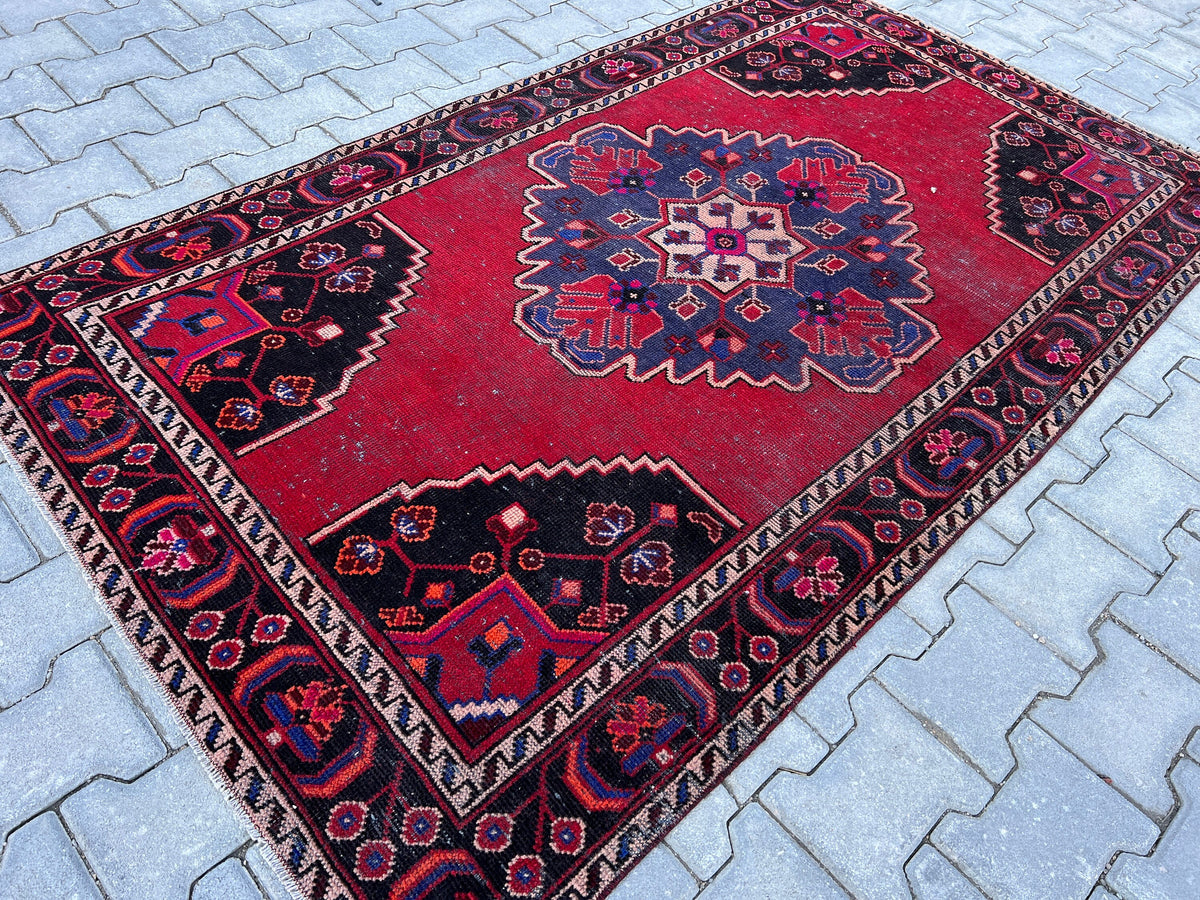 4x7 Vintage Oushak Rug: Hand Knotted Wool Oriental Rug