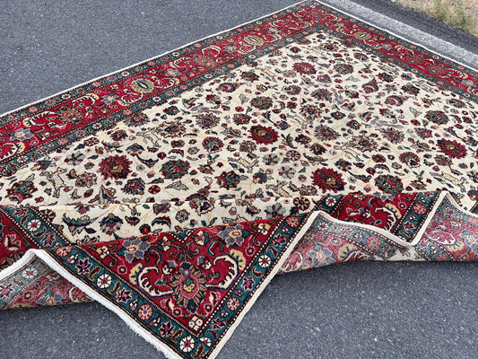 7x10 Vintage Wool Rug:Rustic Home Decor, Persian Design