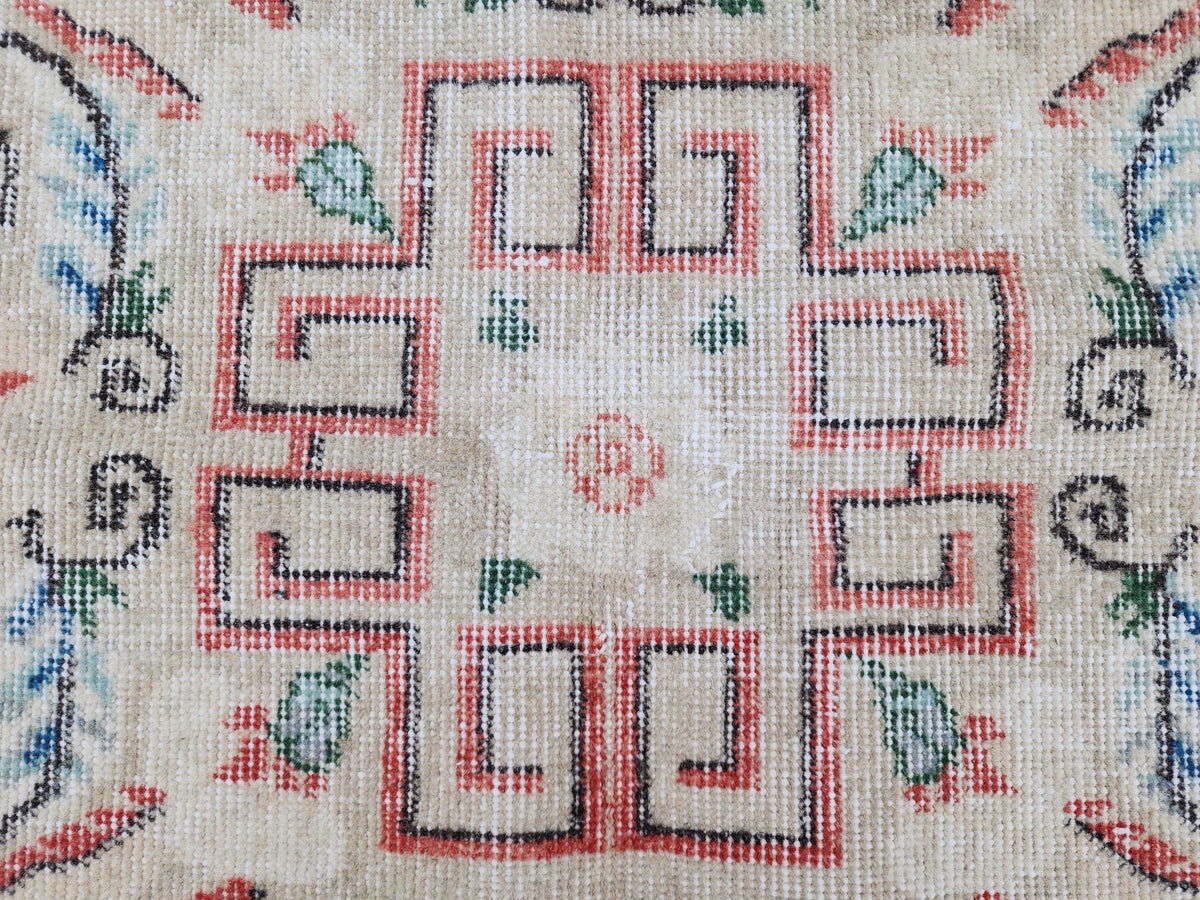 Turkish Area Rug 7x10, Living Room Boho Decor, Rustic Hand Made Wool