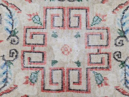 Turkish Area Rug 7x10, Living Room Boho Decor, Rustic Hand Made Wool