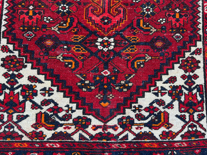 4x6 Vintage Turkish Oushak Rug: Red Oriental Small Rug