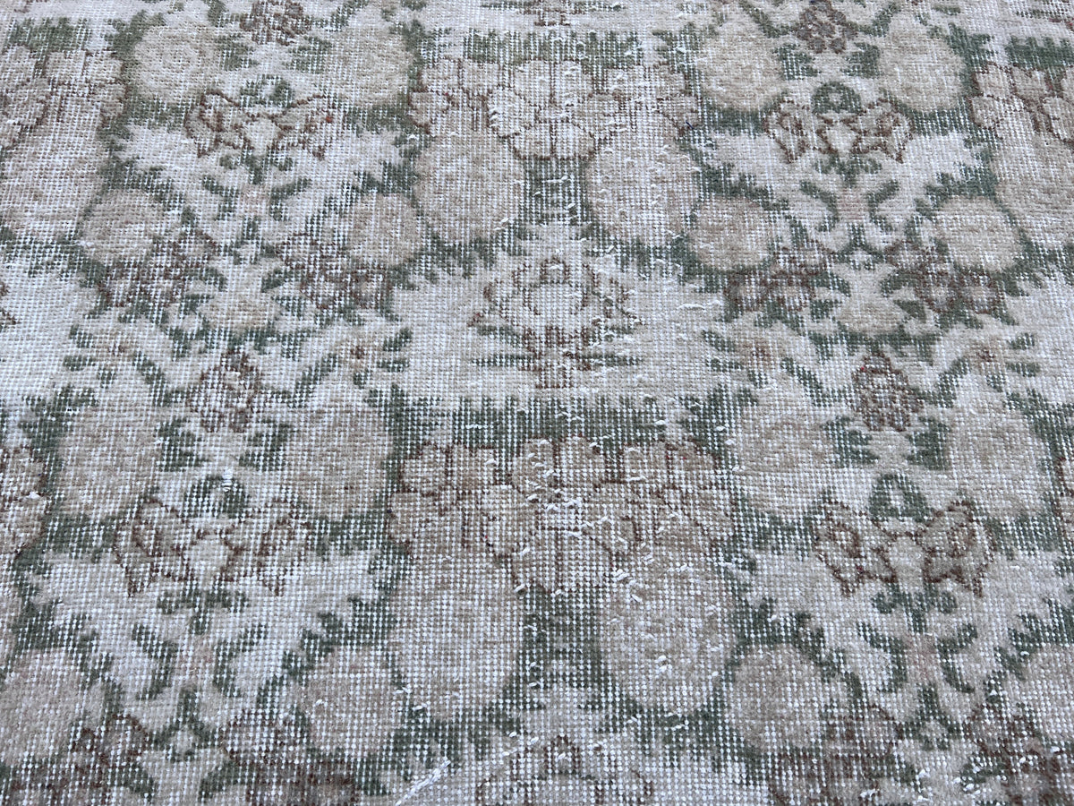 Vintage Oushak Rug 4x6: Handwoven Wool & Cotton Bohemian Rug