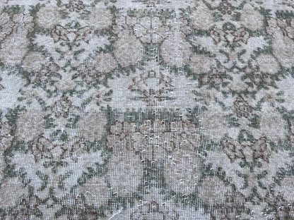 Vintage Oushak Rug 4x6: Handwoven Wool & Cotton Bohemian Rug