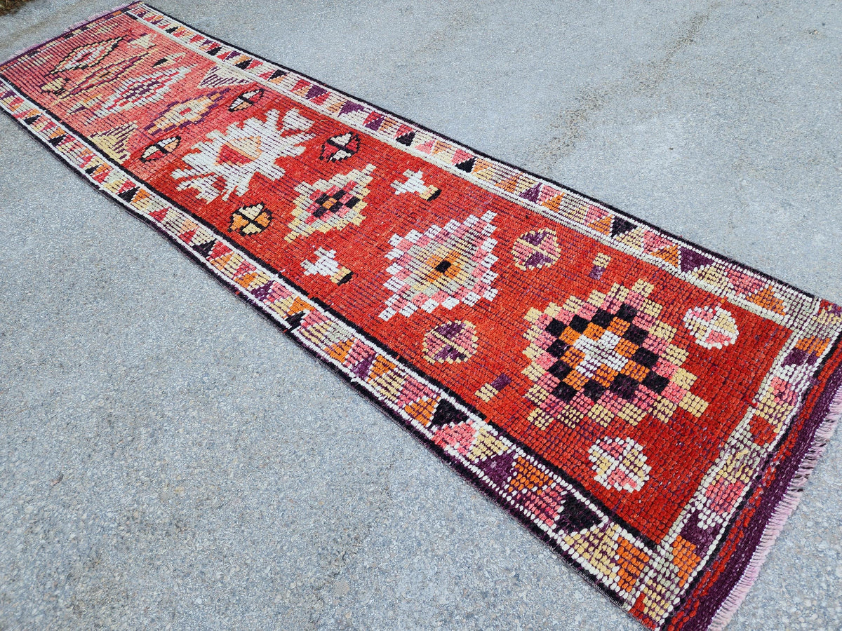 2x10 Herki Runner Rug, Hand Knoted Wool Decor, Hallway Decor, Eco Friendly
