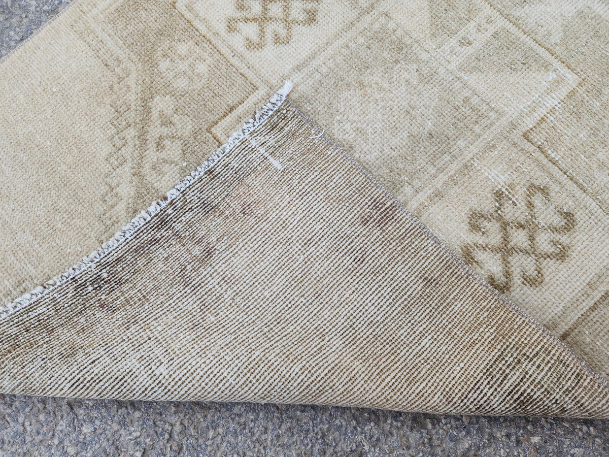 Hand Made Runner Rug 2.6 x 8.8 ft , Oriental Boho Decor, Turkish Rustic Wool Carpet
