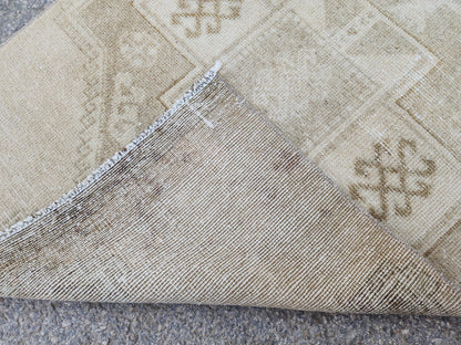 Hand Made Runner Rug 2.6 x 8.8 ft , Oriental Boho Decor, Turkish Rustic Wool Carpet