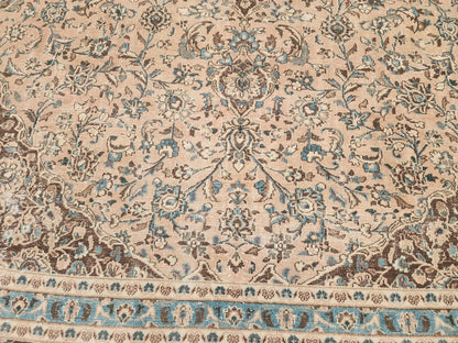 Neutral Persian Rug 9x12, Beige & Green Hand-Knotted, Neutral Living Room Decor