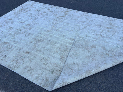 Vintage Oriental Rug 6x10: Neutral Beige Abstract Area Rug