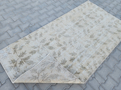 Handwoven Turkish Oushak Rug 3x7: Wool & Cotton Blend