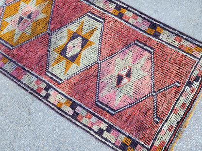 2x11 Herki Runner Rug, Turkish Hand Made Wool, Eco Friendly, Hallway Rustic Decor