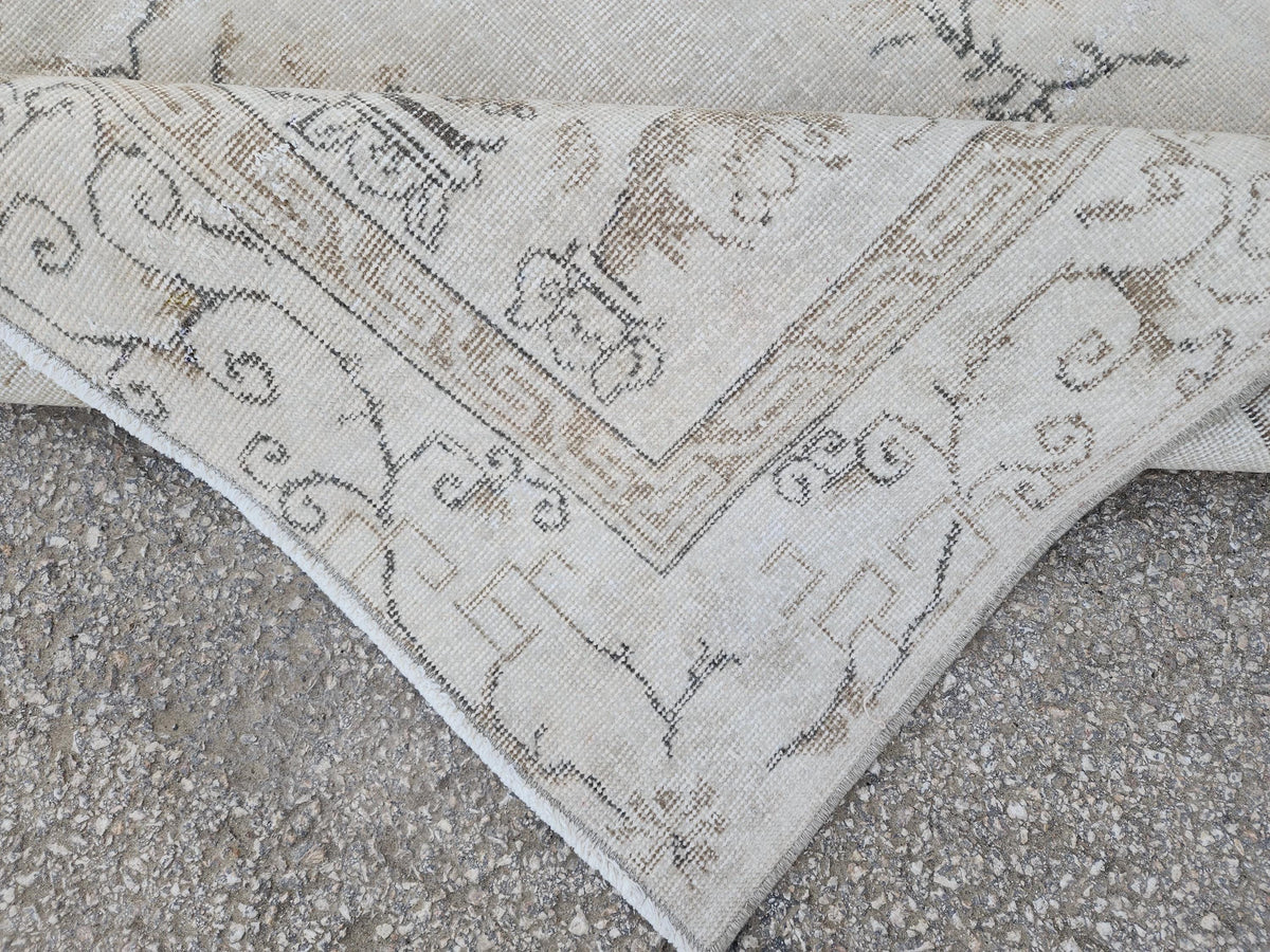 Oushak Neutral Rug 7x10, Turkish Hand Knotted Wool Rug, Bohemian Home Decor