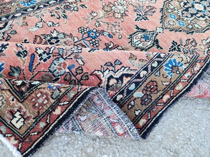 Vintage Boho Runner Rug 3x9: Hand Knotted, Red and Black