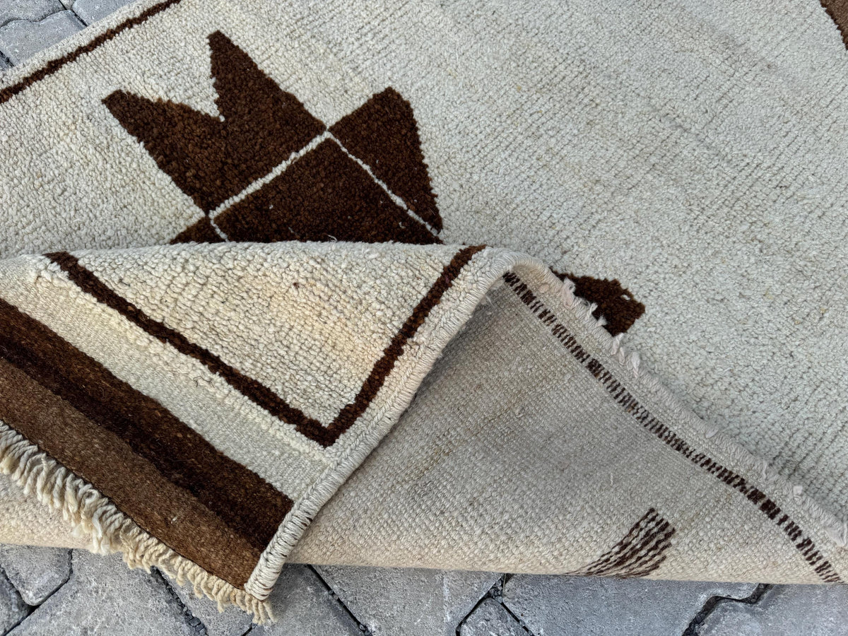 3x9 Vintage Turkish Herki Runner Rug: Handwoven Wool Hallway Rug