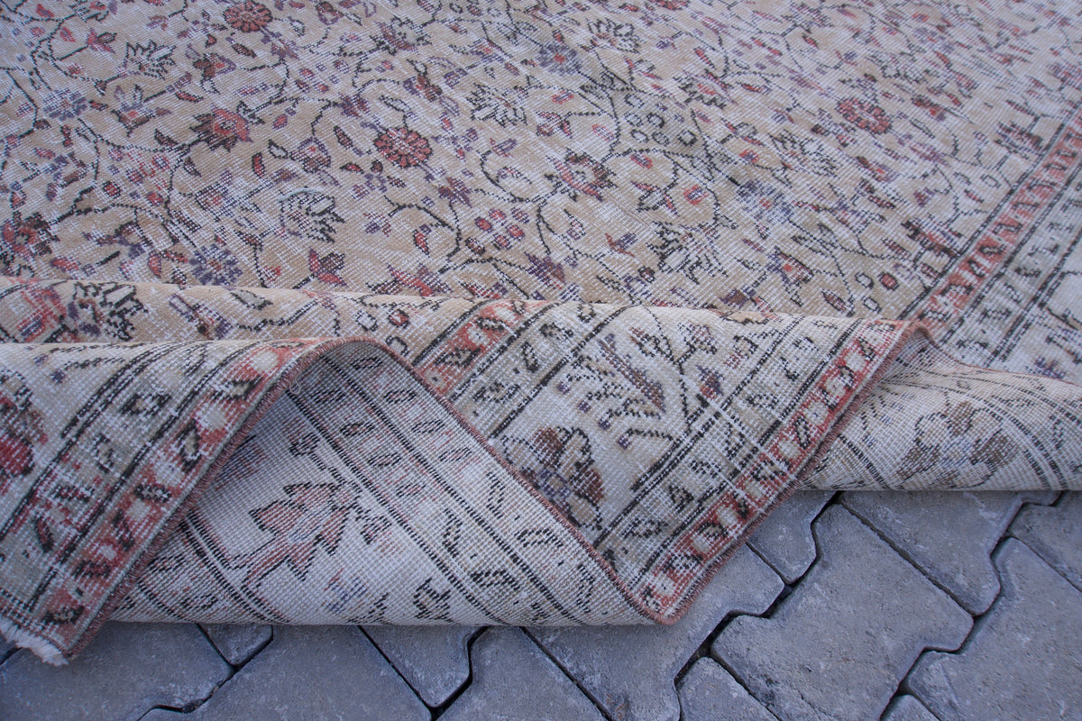 7x10 Neutral Area Rug, Living Room Home Decor, Oriental Rustic Carpet
