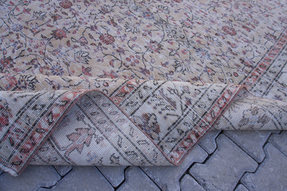 7x10 Neutral Area Rug, Living Room Home Decor, Oriental Rustic Carpet