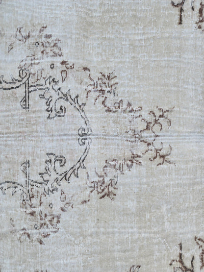 7x10 White Oushak Rug Hand‑Knotted Wool Area Rug Neutral Decor: Medallion Turkish Design