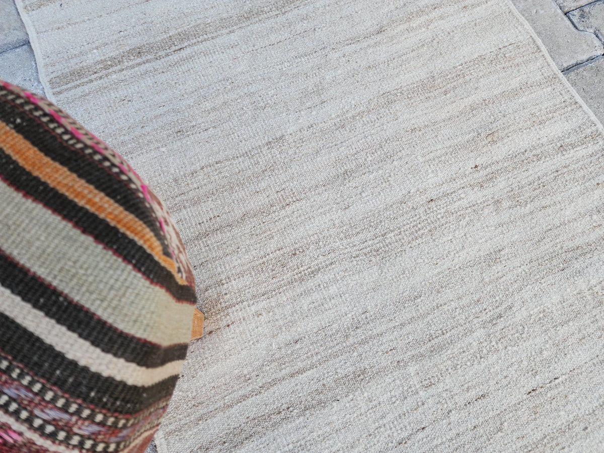 Vintage Neutral Kilim Runner Rug 2.7x11, Handwoven Wool Hallway Rug