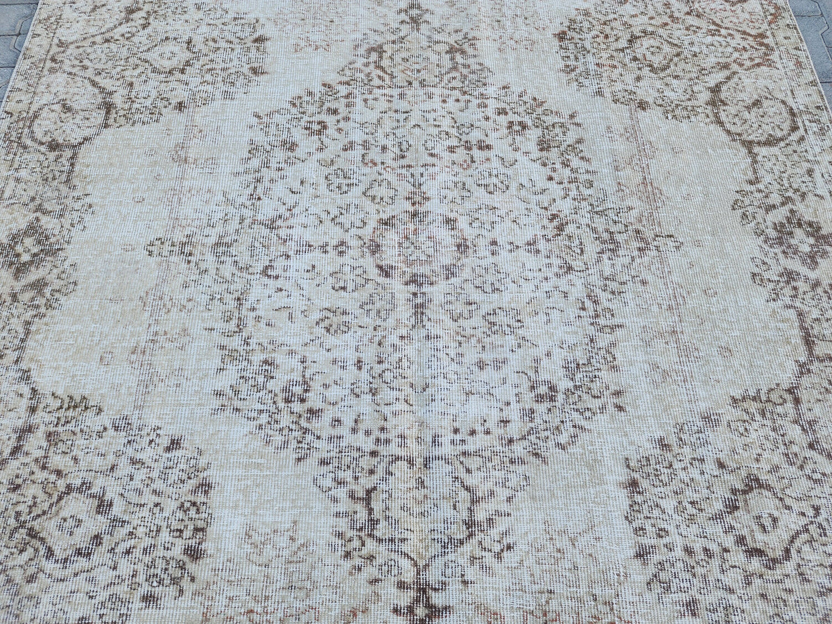 Dining Room Rug 6x10, Turkish Hand Knotted Carpet, Living Room Boho Decor