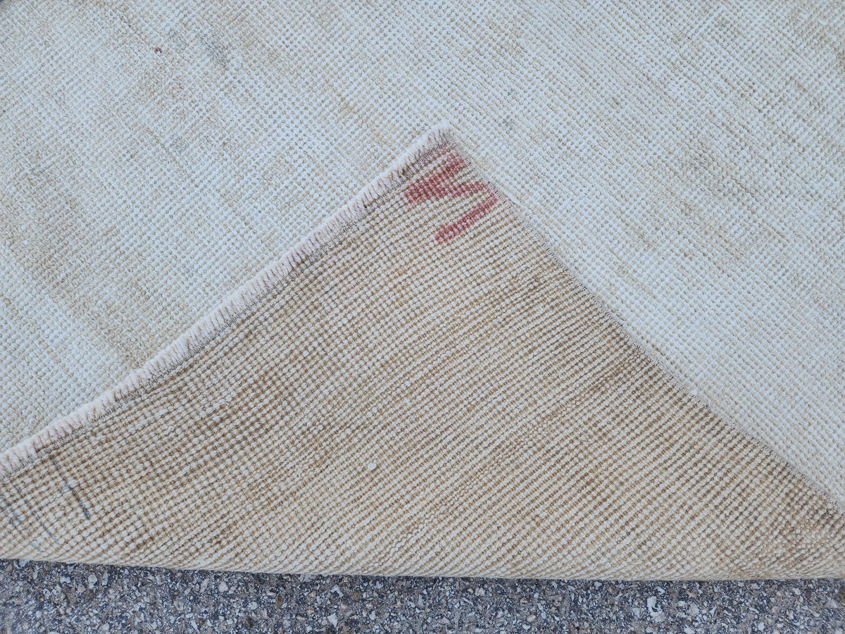3x11 Neutral Muted Runner Rug, Hand Knoted Rustic Decor, Eco Friendly
