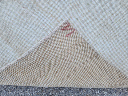 3x11 Neutral Muted Runner Rug, Hand Knoted Rustic Decor, Eco Friendly