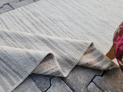 2x11 Neutral Turkish Kilim Runner Rug: Hand-Knotted Wool, Bohemian Hallway Decor