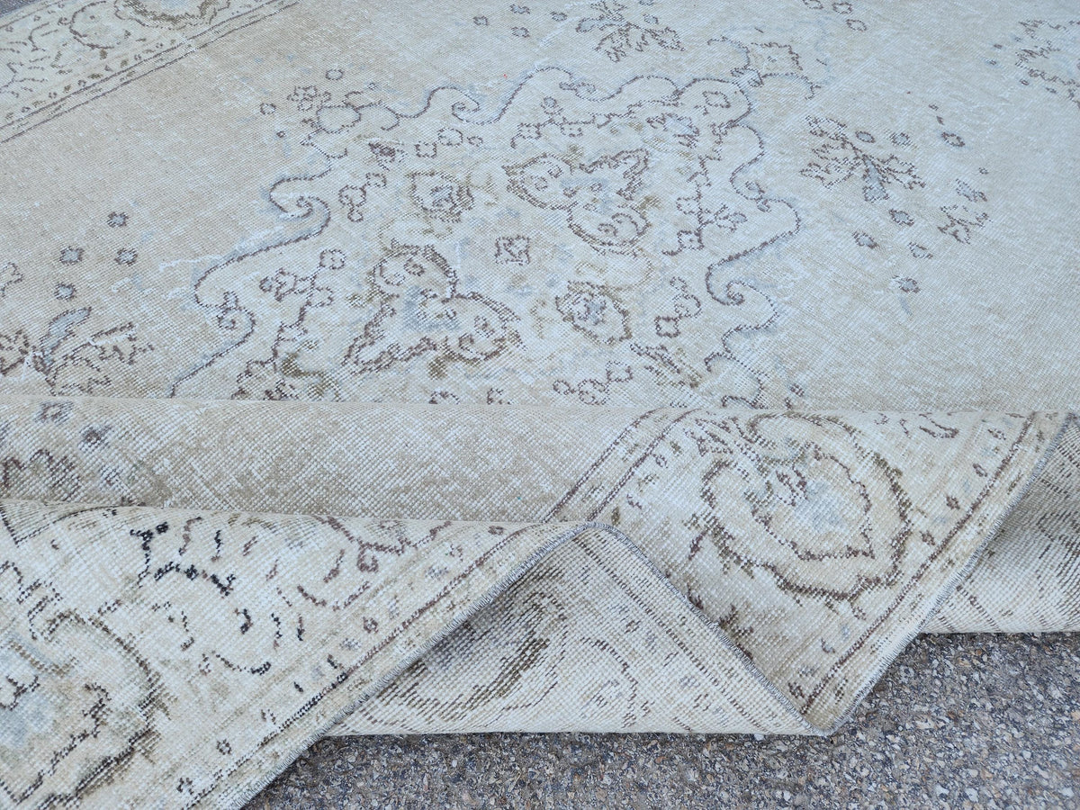 Neutral 6x10 Area Rug, Home Rustic Decor, Turkish Beige Wool Hand Made