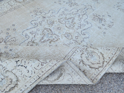 Neutral 6x10 Area Rug, Home Rustic Decor, Turkish Beige Wool Hand Made