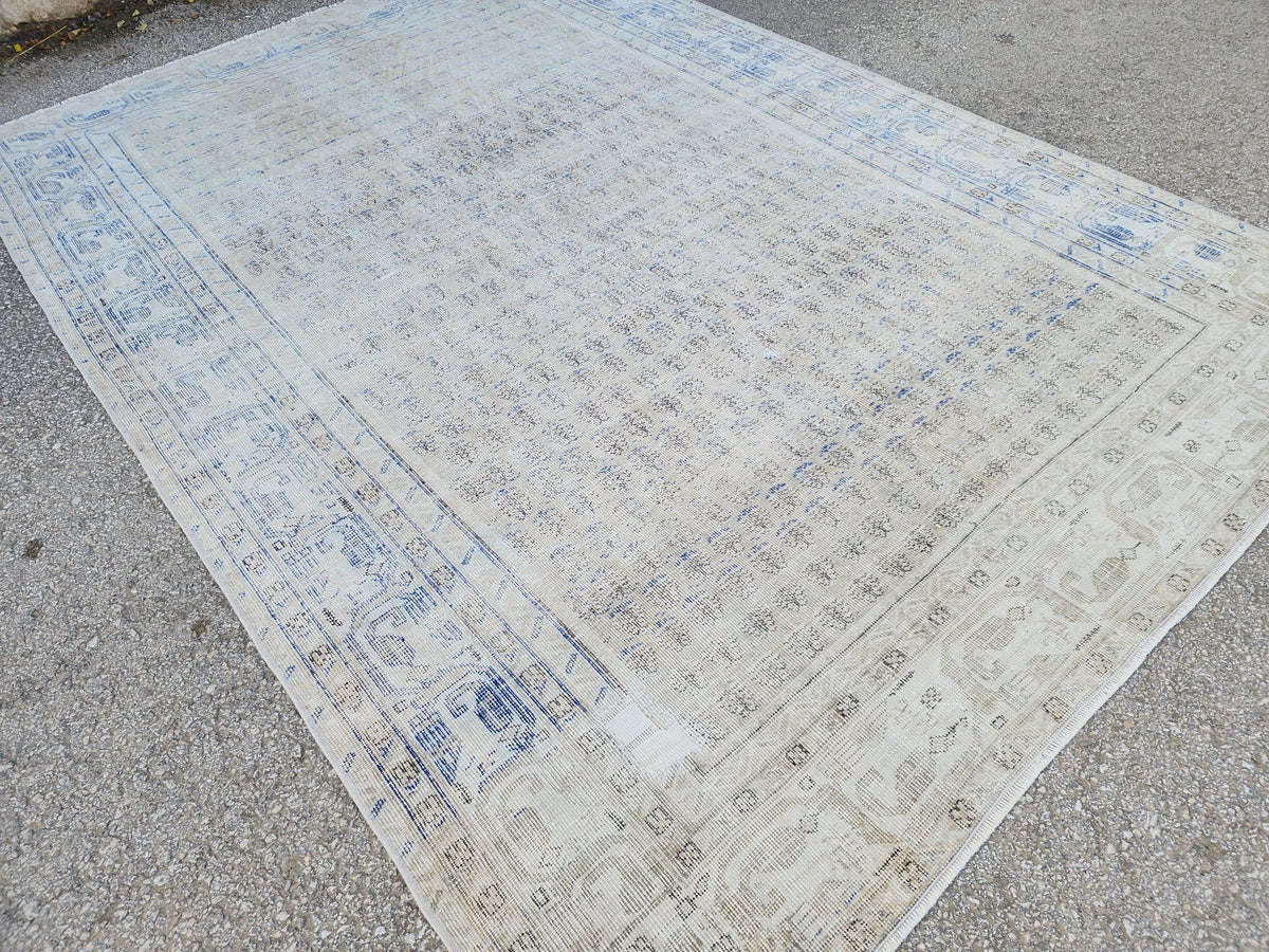 6x9 Antique Muted Rug: Turkish Hand Knotted, Farmhouse Soft Rug