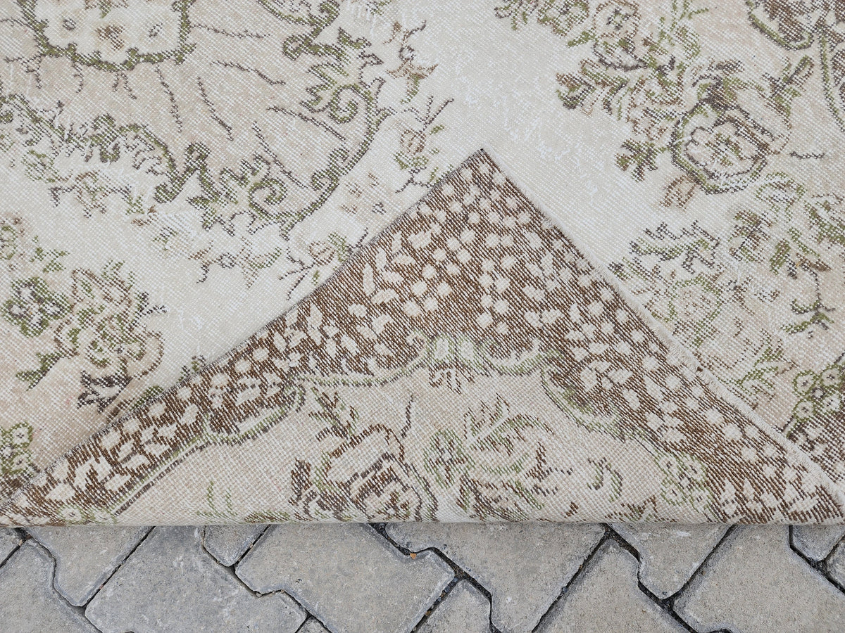 4x7 Vintage Turkish Oushak Rug: Handwoven Wool & Cotton