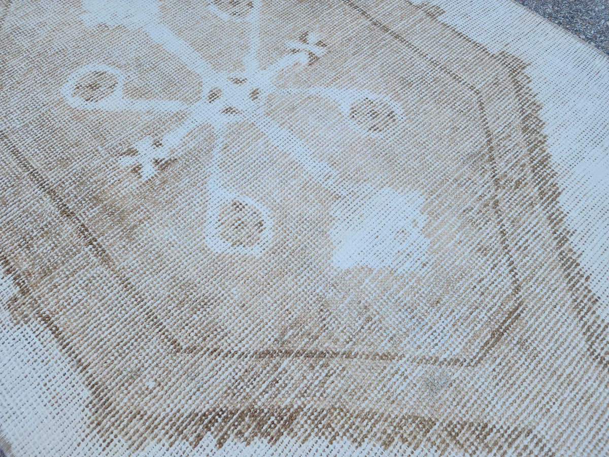 3x13 Neutral Turkish Runner Rug: Beige Rustic Hallway Decor