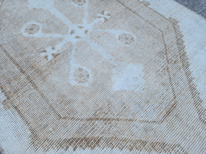 3x13 Neutral Turkish Runner Rug: Beige Rustic Hallway Decor