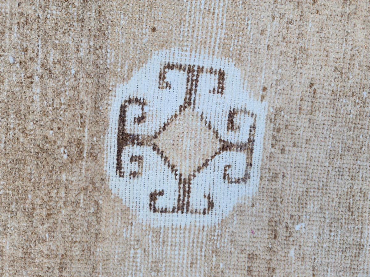 3x11 Neutral Turkish Wool Runner Rug, Hand-Knotted Vintage Hallway & Entryway Rug