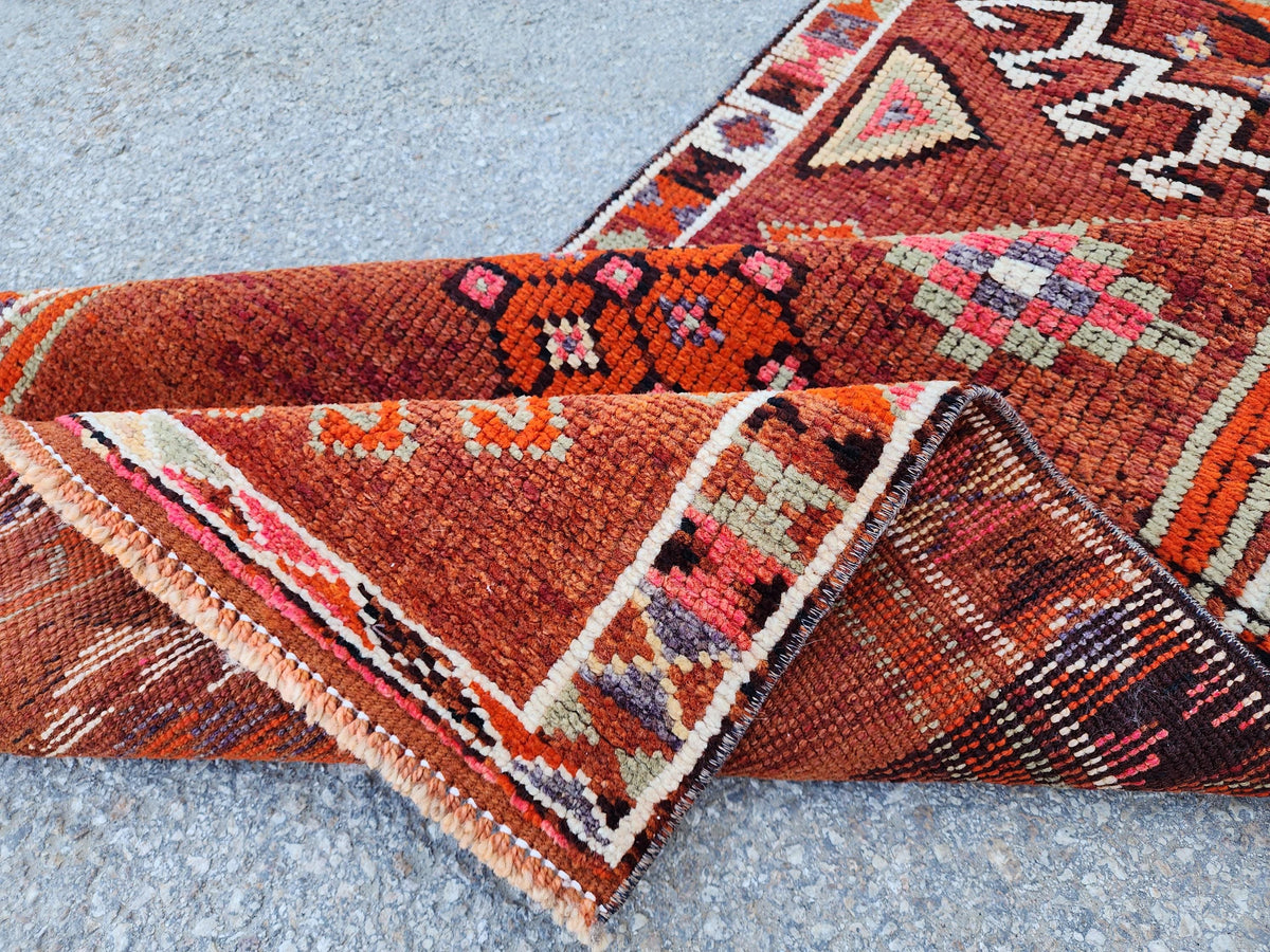 Stair Soft Runner 2.7x14.2 ft, Turkish Wool Hand Knotted Up Cycled Wool, Home Rustic Decor
