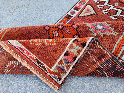 Stair Soft Runner 2.7x14.2 ft, Turkish Wool Hand Knotted Up Cycled Wool, Home Rustic Decor