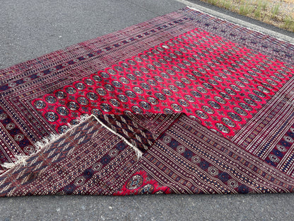 9x12 Red Turkmen Rug: Vintage Wool Area Rug