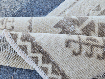 Neutral Runner Rug 2.7x12.7 ft, Oriental Living Room Decor, Hallway Boho Decor, Gift For Mom