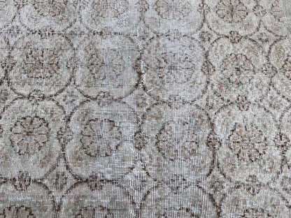 Handwoven Neutral Oushak Rug 4x7: Turkish Wool & Cotton Rug